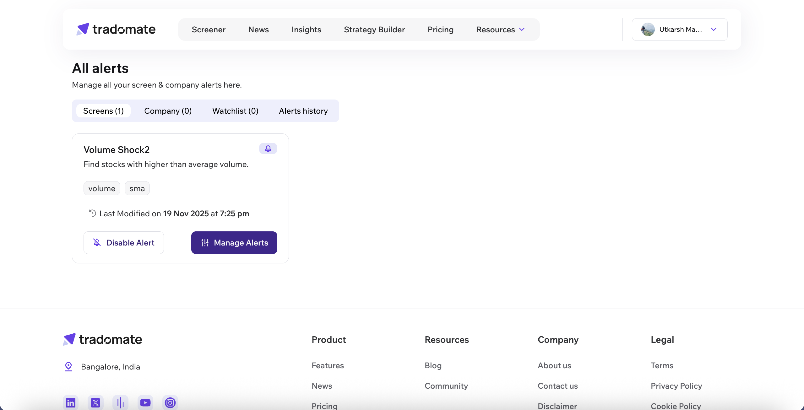 Manage Alerts Home